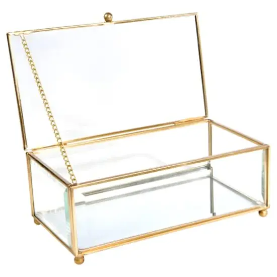 Home Details Vintage Mirrored Bottom Gold Rectangular Keepsake Box {4}