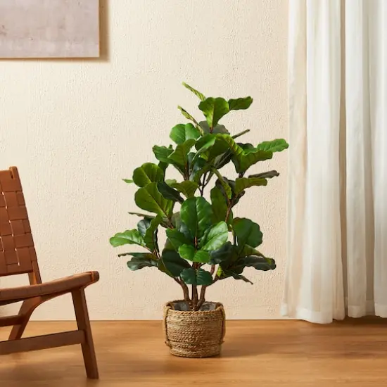 Glitzhome&reg; 3.5ft. Faux Fiddle Leaf Fig Tree in Pot {4}