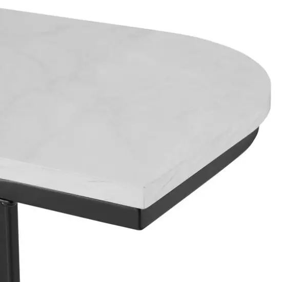 Walker Edison Faux White Marble/Black Modern Curved Entry Table {6}