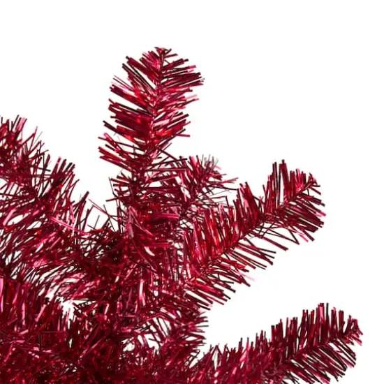 3ft. Unlit Metallic Crimson Tinsel Artificial Christmas Tree {3}