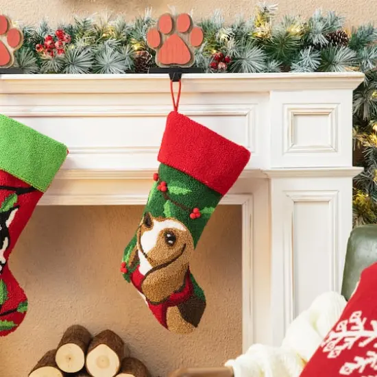 Glitzhome&reg; 20.5" Dog Hooked Stocking {3}
