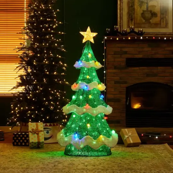 Glitzhome&reg; 4.5ft. Lighted Christmas 3D Mesh Tree Outdoor D&eacute;cor {3}