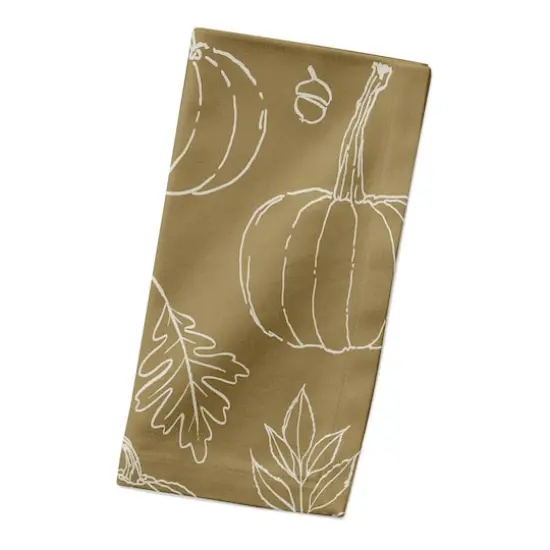 Mustard Yellow Fall Pattern Cotton Twill Napkin {3}