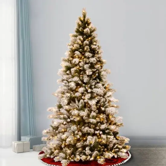 7.5ft. Pre-Lit Snowy Westwood Pine Artificial Christmas Tree, Clear Lights {3}