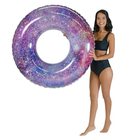 PoolCandy Glitterfied&reg; RealPrint&reg; Glitter Galaxy Jumbo Pool Tube {1}