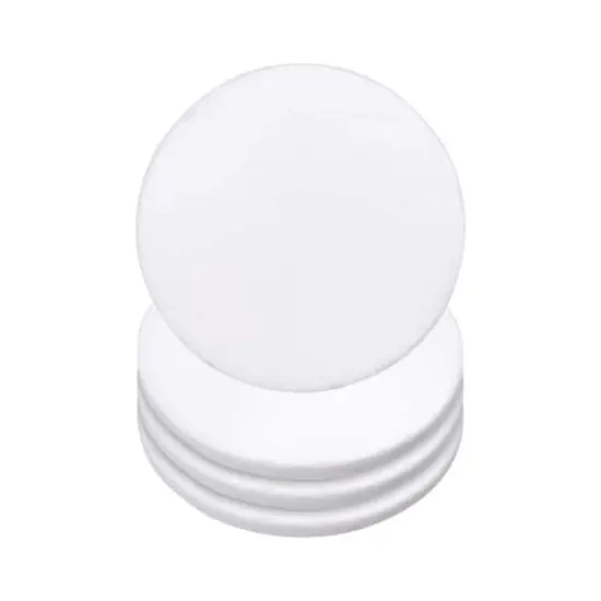 Craft Express 4ct. 3.93" White Coaster Marble With Cork Backing Round {3}