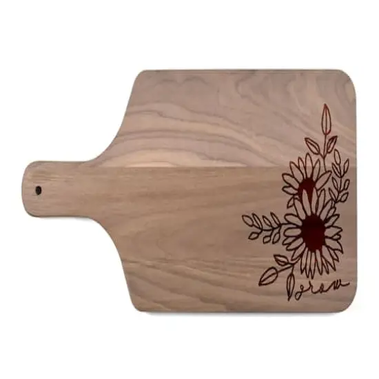 Grow Floral 17" x 8" Walnut Paddle Cutting Board {1}