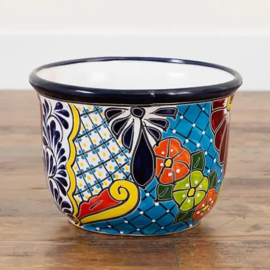 12.5" Handmade Mexican Talavera Ceramic Planter {4}