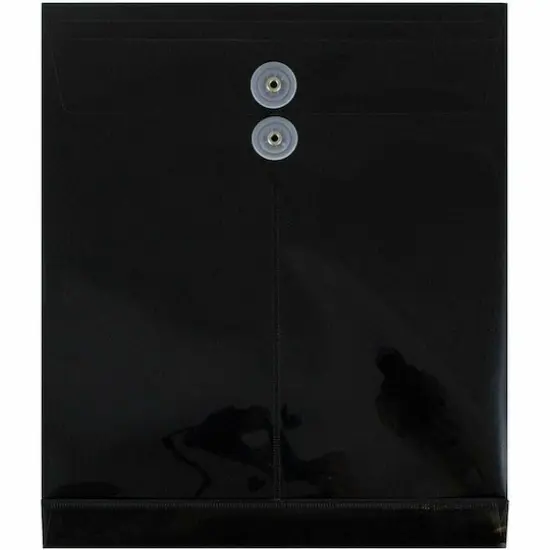 JAM Paper 9.75" x 13" Black Plastic Button String Open End Envelopes, 108ct. {1}
