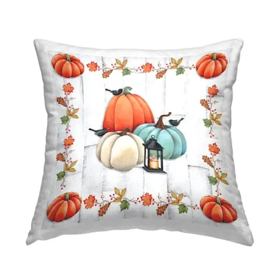 Stupell Industries Pumpkins & Crows Seasonal Leaves Decorative Printed Throw Pillow {1}