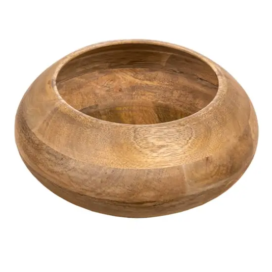 Hello Honey&reg; 9.2" Modern Round Wood Bowl Natural Finish {1}