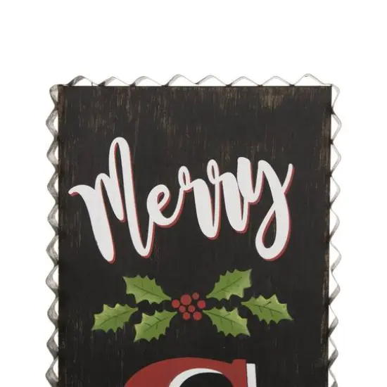 Glitzhome&reg; 3ft. Black Wooden Christmas Porch Sign {4}
