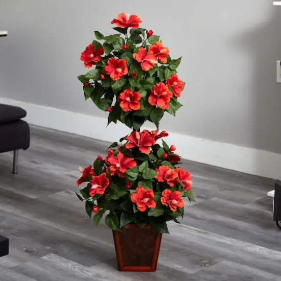 3ft. Hibiscus Topiary Plant in Decorative Planter {5}