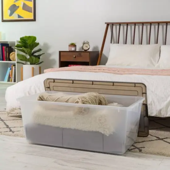 Iris® 91qt. Clear View Plastic Storage Bins with Gray Latching Buckle Lids, 4ct. {14}