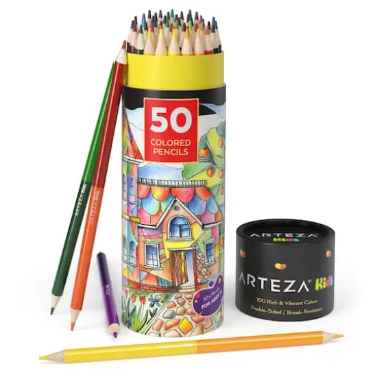 Arteza&reg; Kids Colored Pencils, double sided, Set of 50 pcs {1}