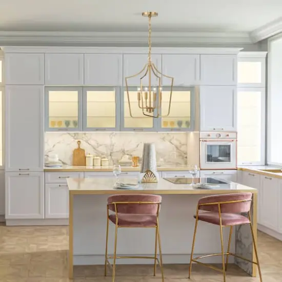 Hello Honey&reg; Constance Brushed Gold Tapered Metal 4-Light Candelabra Chandelier Style Ceiling Light {3}