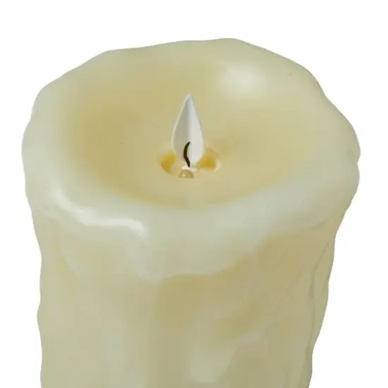 Hello Honey&reg; 5" Ivory Pillar LED Candle with Embossed Faux Melted Wax {8}