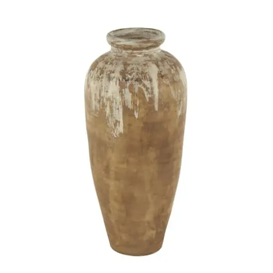 Brown Ceramic Antique Style Distressed Patina Vase {8}