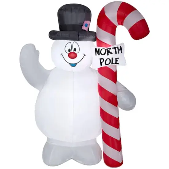 5ft. Airblown® Inflatable Christmas Frosty Hugging North Pole Sign {1}