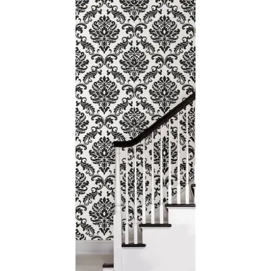 NuWallpaper Ariel Black & White Damask Peel & Stick Wallpaper {3}