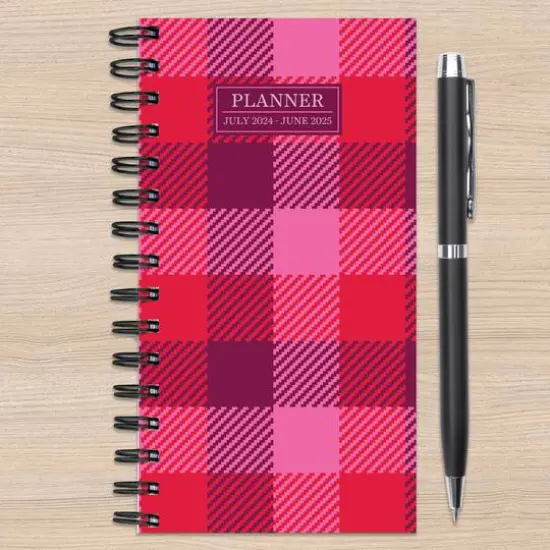 TF Publishing 2025 Pink Plaid Small Weekly Monthly Spiral Planner {5}