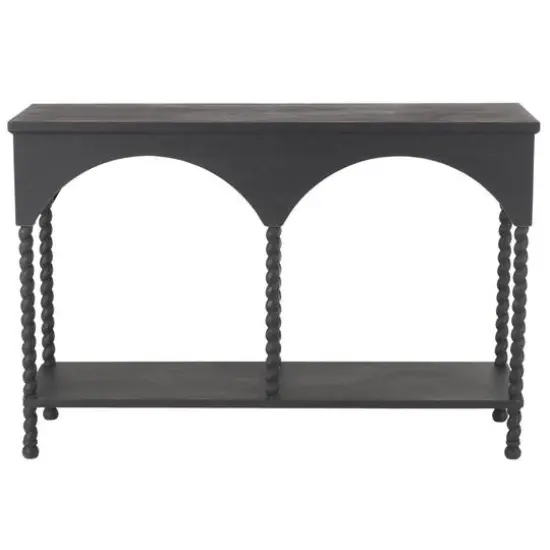 47" Black Wood Arched 1-Shelf Living Room Console Table {7}