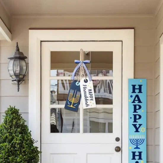 Glitzhome&reg; 24" Wooden Hanukkah Doorknob Hanging D&eacute;cor {3}