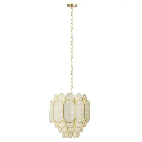 Hello Honey&reg; 17.5" 4-Tier Capiz and Metal Chandelier {9}