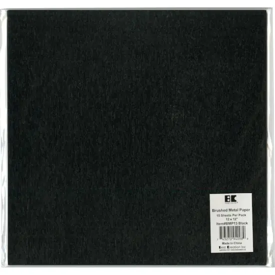 Best Creation Brushed Metal 12" x 12" Paper, 15 Sheets Black {1}