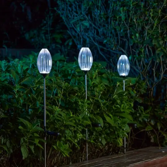 Glitzhome&reg; 36" Solar Powered Oval Flower Stake Light with Stainless Steel Poles, 3ct. {4}