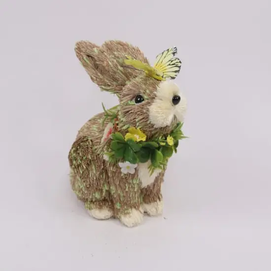 8" Easter Bunny with Butterfly Straw Figurine {3}