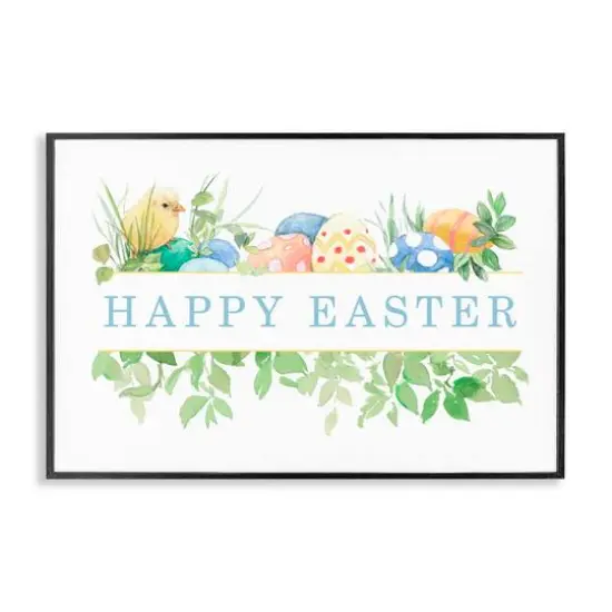 Stupell Industries Floral Happy Easter Framed Giclee Art Black {1}