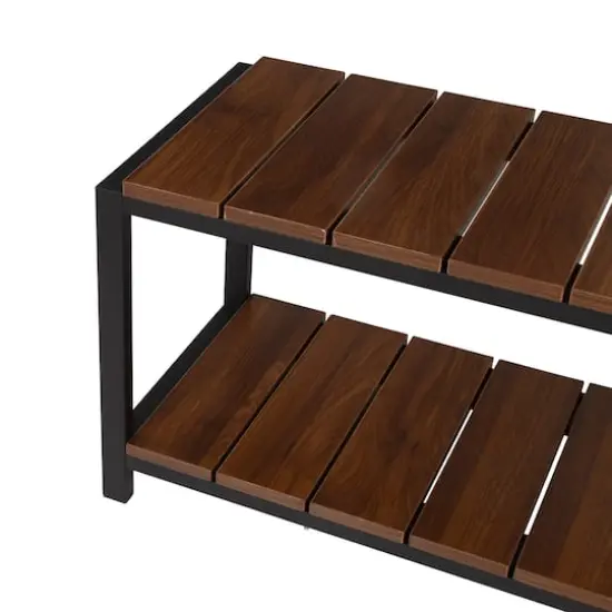 Honey Can Do Walnut 2-Tier Entryway Shoe Bench {6}