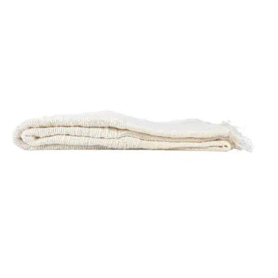 Hello Honey&reg; Cream & Natural Stripes & Fringe Woven Linen Throw Blanket {8}