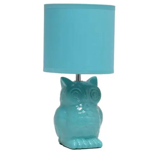 Simple Designs 13" Ceramic Owl Table Lamp Blue {1}