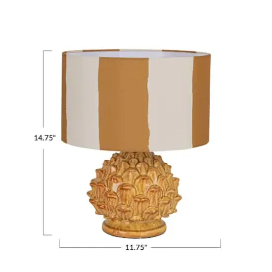 Hello Honey&reg; 14.75" Mustard & Cream Artichoke Finial Stoneware Table Lamp, 2ct. {9}