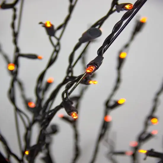 9ft. Orange LED Lighted Halloween Cascade Twig Tree {3}