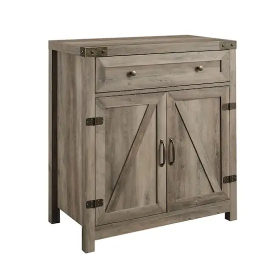 Walker Edison Gray Wash Farmhouse Barn Door Accent Cabinet {8}
