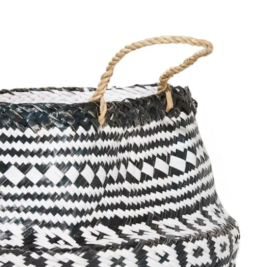 Black & White Boho Round Storage Basket Set {5}