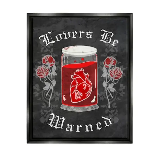 Stupell Industries Spooky Heart In Jar Framed Floater Canvas Wall Art Black {1}
