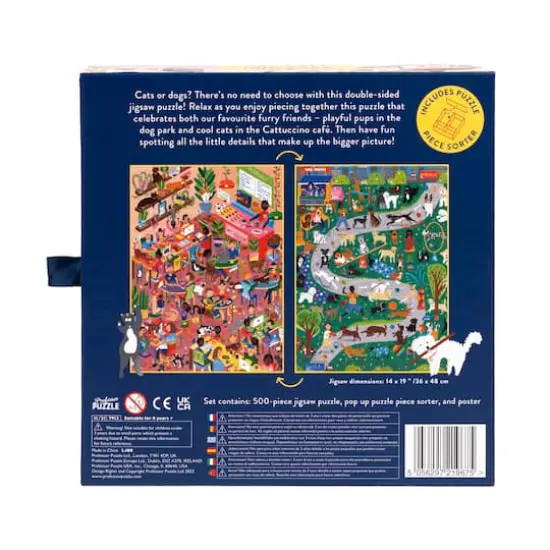 Cat Cafe & Dog Park Double-Sided Jigsaw Puzzle: 500 Pcs {5}