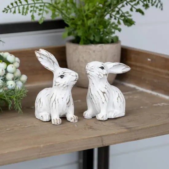 Carved Bunny Figurines Set {6}