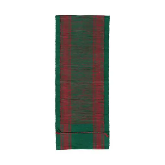 Hello Honey&reg; 72" Green & Red Woven Cotton Table Runner with Stripes {1}