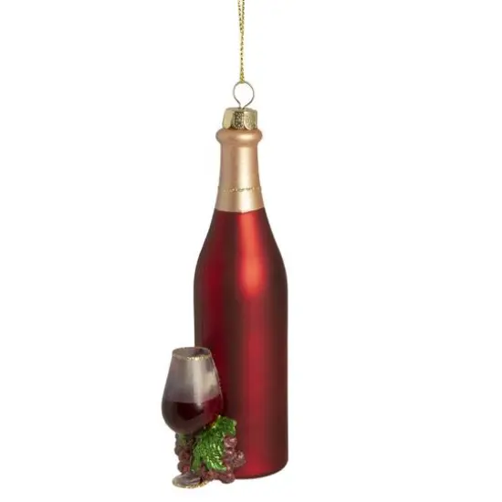 6" Matte Red Wine Country Glass Bottle Christmas Ornament {6}