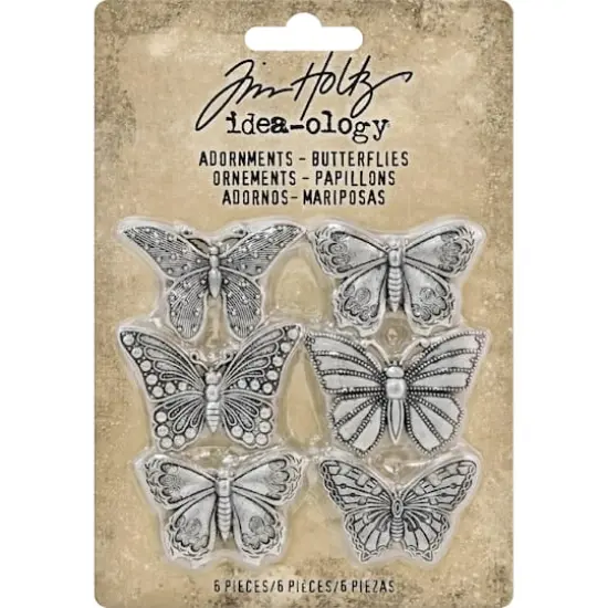 Idea-Ology Metal Adornments 1" 6/Pkg-Butterflies {1}