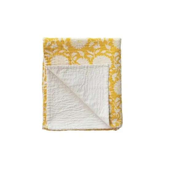 Hello Honey&reg; 60" Yellow Block Print Throw {4}
