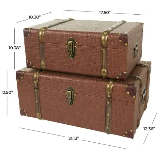 Brown Antique Style Trunk Set {9}