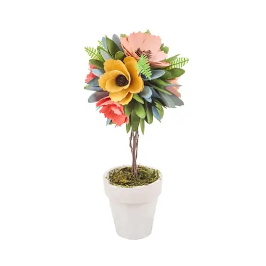 12" Multicolor Spring Floral Topiary {5}
