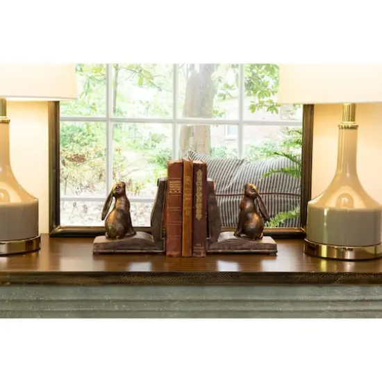 Hello Honey&reg; Rustic Bronze Rabbit on Book Bookends Set {7}