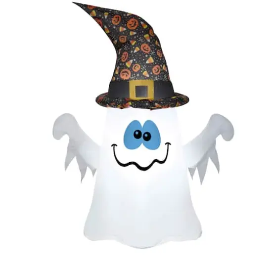 4ft. Airblown&reg; Inflatable Halloween Ghost in Witch Hat with LED Lights {1}